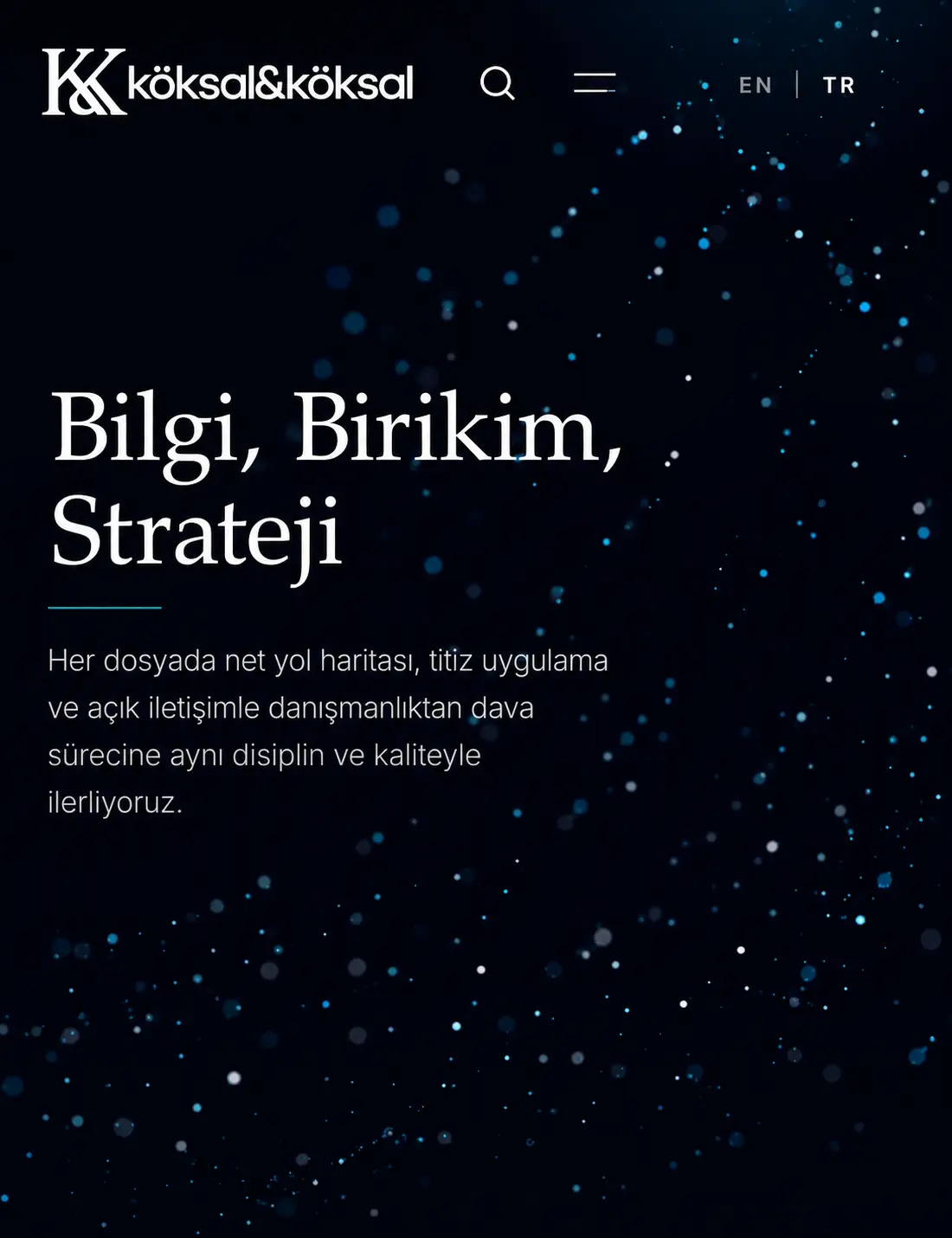 Hukuki uzmanlığı sakin bir hiyerarşiyle aktaran Köksal & Köksal sitesi